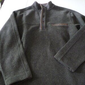THE TERRITORYAHEAD MEN WOOL BLEND FLEECE LINED LEATHER TRIM SWEATER SMALL NEW